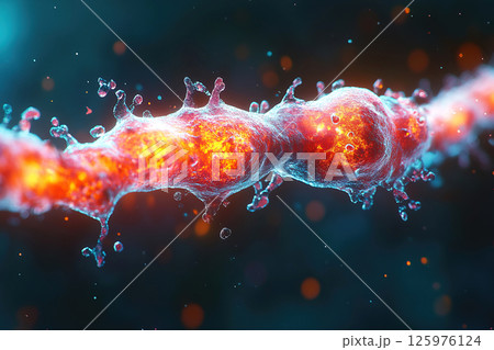 Exploration of pink sperm reproduction cell in natural environment under magnification 125976124