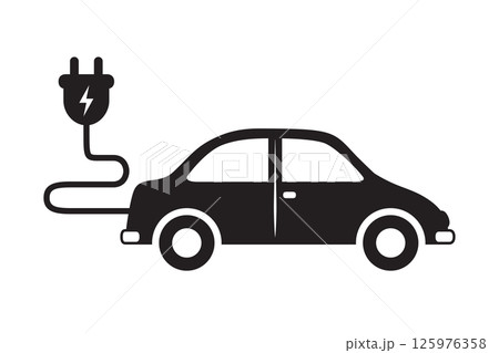 electric car with charging cable pictogram isolated vector illustration electric car with charging cable pictogram isolated vector illustration 125976358