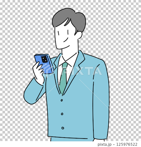 男性智慧型手機簡線畫套裝看智慧型手機業務 125976522