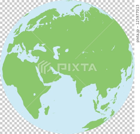 【ユーラシア中心の地球イラスト】中東・中央アジア・インドが見えるシンプルな世界地図 125977013