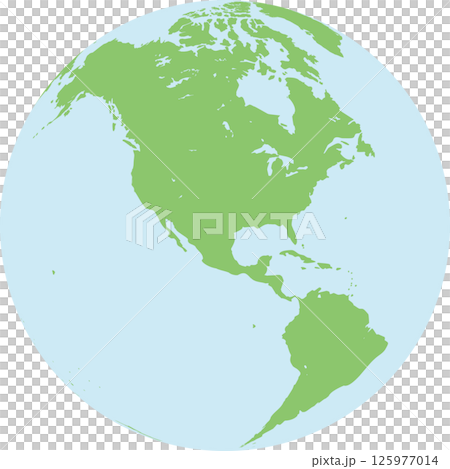 アメリカ大陸が中心の地球イラスト｜南北アメリカ地図・地球儀素材 125977014
