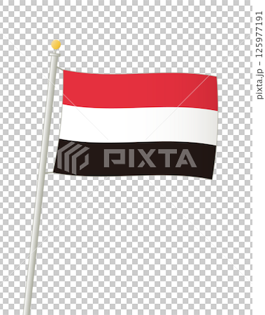 飄揚的也門共和國國旗 125977191