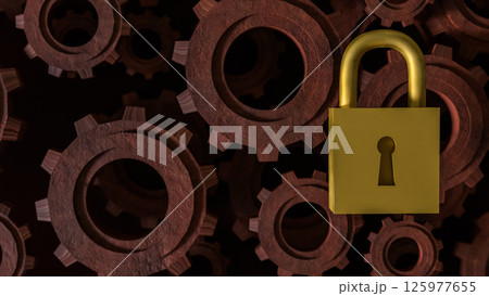 The Master key lock and Gears for security concept 3d Rendering. The Master key lock and Gears for security concept 3d Rendering. 125977655