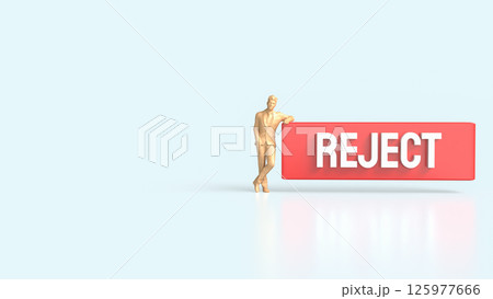 The Red Reject on white background 3d Rendering. 125977666