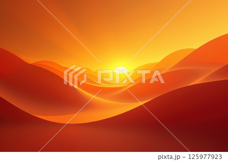 Vibrant desert sunset landscape. 125977923