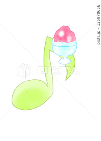 かき氷の付いた音符 125978656