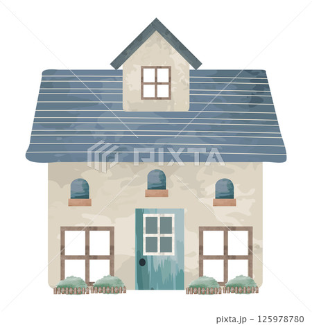 水彩で描いた絵本タッチな家のイラスト 125978780