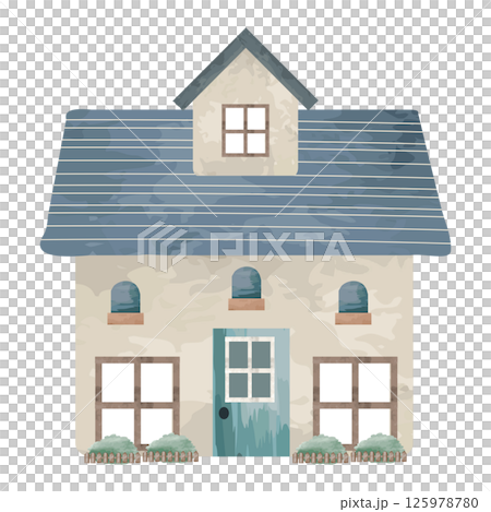 水彩で描いた絵本タッチな家のイラスト 125978780