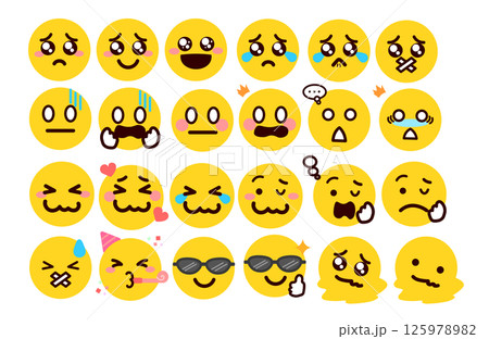 絵文字、顔文字 いろいろな表情の顔のイラストセット 2 125978982