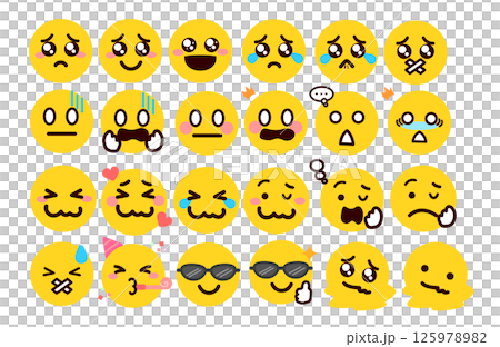 絵文字、顔文字 いろいろな表情の顔のイラストセット 2 125978982