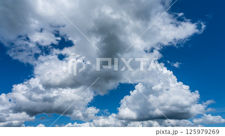 夏の爽やかな青空と白い積雲 125979269