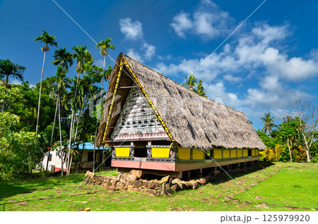 Airai Bai, a traditional meeting house for men on Palau Babeldaob island in Micronesia, Oceania Airai Bai, a traditional meeting house for men on Palau Babeldaob island in Micronesia, Oceania 125979920