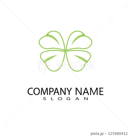 vector design of green clover leaf logo,luck icon flat design illustration-vector 125980412