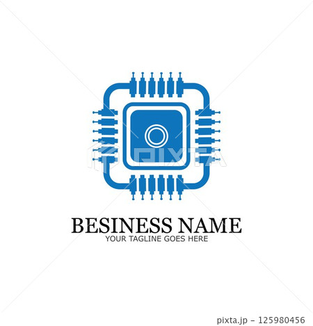 CPU processor line vector icon for websites and mobile flat design ,mini cpu icon flat style,mobile cpu vector,phone cpu illustration,basic cpu icon-vector 125980456