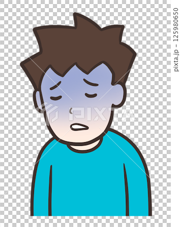 顔面蒼白の男性 、病的な顔色のイラスト 125980650