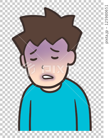 Male illustration with cyanotic face and purple lips Male illustration with cyanotic face and purple lips 125980651