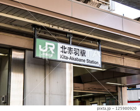 JR北赤羽駅の駅名表示部 JR北赤羽駅の駅名表示部 125980920
