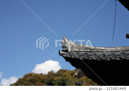 寺院の軒の鬼瓦 125981448