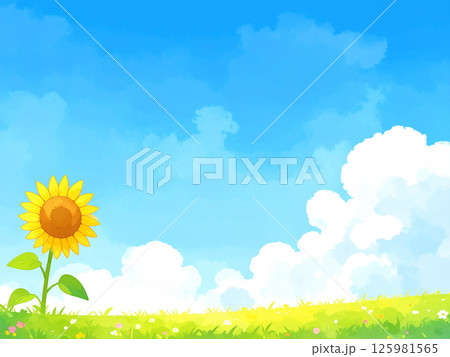 ひまわりと青空 125981565