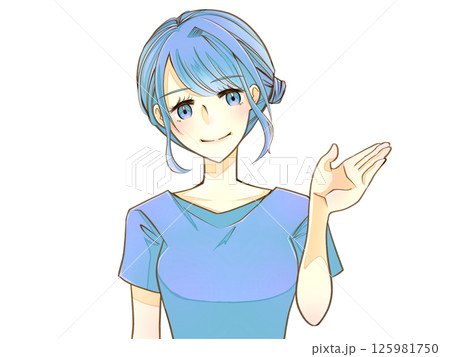 笑顔で案内する女性 125981750