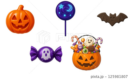 ハロウィン魔法使いおばけとかぼちゃのリッチなアイコン 125981807