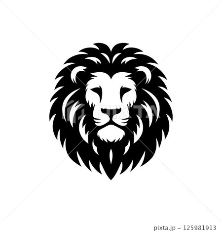 Lion head mascot silhouette icon, vector art logo icon, lion silhouette icon illustration design template isolated on a white background	 125981913