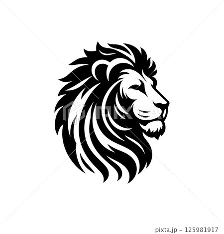 Lion head mascot silhouette icon, vector art logo icon, lion silhouette icon illustration design template isolated on a white background	 125981917
