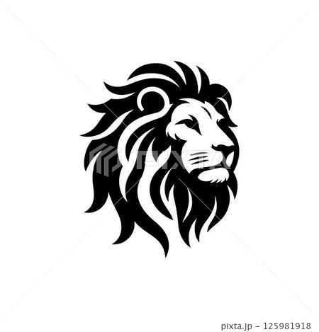 Lion head mascot silhouette icon, vector art logo icon, lion silhouette icon illustration design template isolated on a white background	 125981918