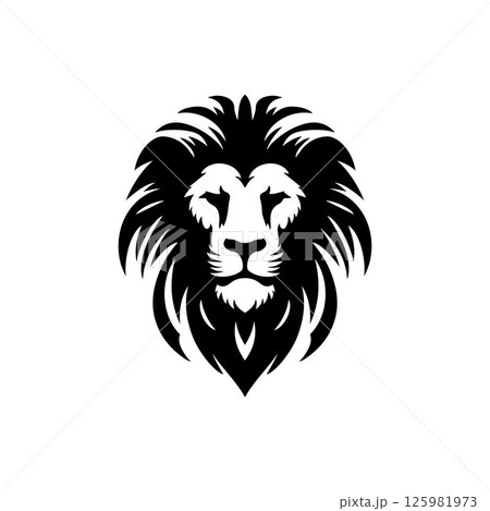 Lion head mascot silhouette icon, vector art logo icon, lion silhouette icon illustration design template isolated on a white background	 125981973