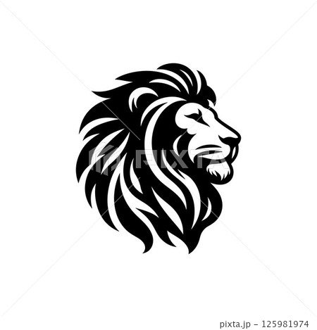 Lion head mascot silhouette icon, vector art logo icon, lion silhouette icon illustration design template isolated on a white background	 125981974