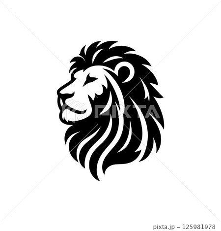 Lion head mascot silhouette icon, vector art logo icon, lion silhouette icon illustration design template isolated on a white background	 125981978