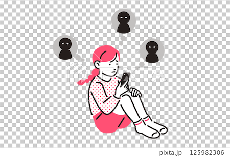 Person: Girl suffering from SNS bullying Person: Girl suffering from SNS bullying 125982306
