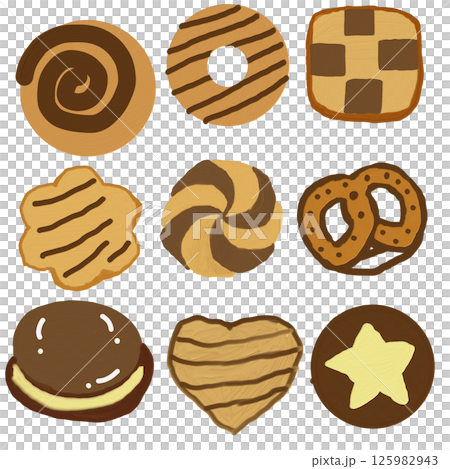 set of chocolate donuts set of chocolate donuts 125982943