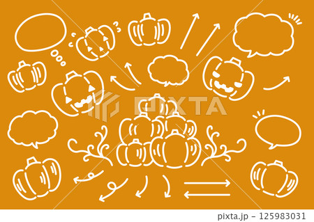 手描き風かわいいハロウィンのかぼちゃイラスト 125983031