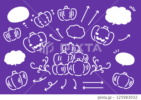 手描き風かわいいハロウィンのかぼちゃイラスト 125983032
