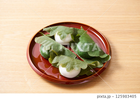 白と蓬の柏餅 125983405