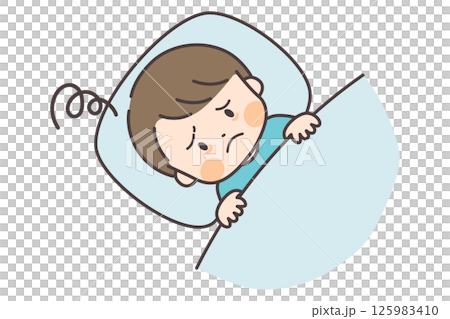 眠れなくて困る子供のイラスト 眠れなくて困る子供のイラスト 125983410