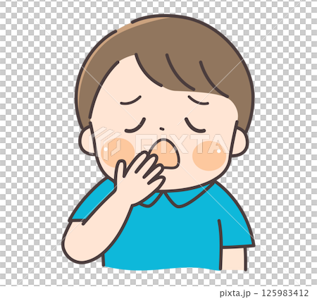 あくびをする子供のイラスト 125983412
