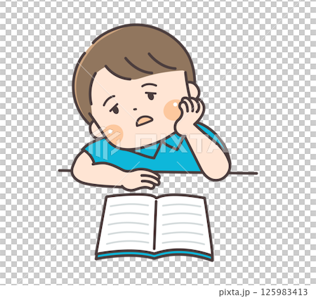 ぼんやりして集中できない男の子のイラスト 125983413
