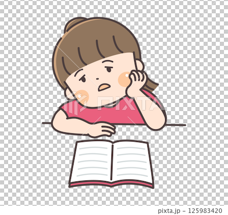 ぼんやりして集中できない女の子のイラスト 125983420