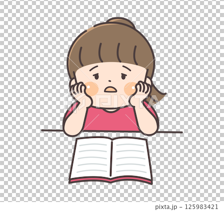 口をポカンと開けた女の子のイラスト 口をポカンと開けた女の子のイラスト 125983421