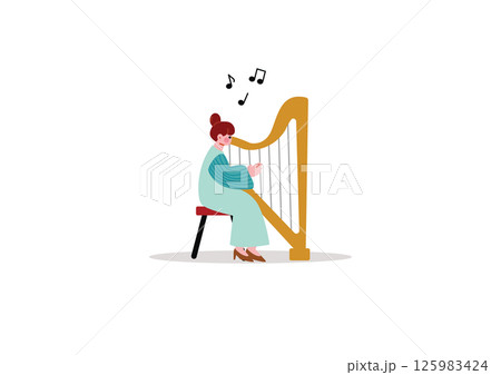 ハープを演奏する女性 125983424