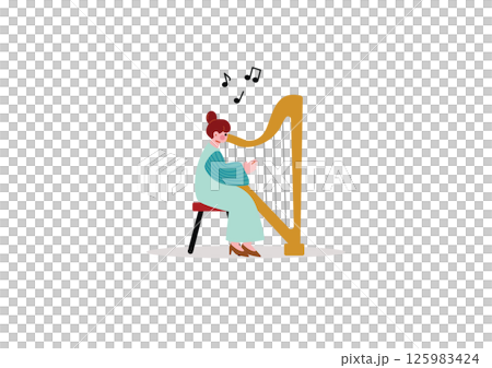 ハープを演奏する女性 125983424