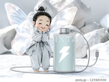 テクノフェアリー 外に連れて行ってもらうのを待っている充電の妖精のイラスト素材 テクノフェアリー 外に連れて行ってもらうのを待っている充電の妖精のイラスト素材 125983430