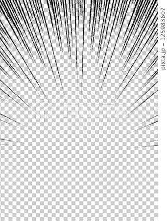 集中線の背景、漫画表現、フレーム、手書き風の線、縦向き 125983607