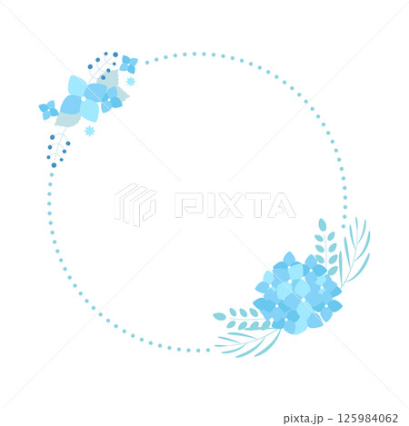Hydrangea Light Blue Round Frame – あじさい 水色 丸 フレーム 125984062