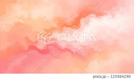 Abstract Peach and Pink Watercolor Background 125984290