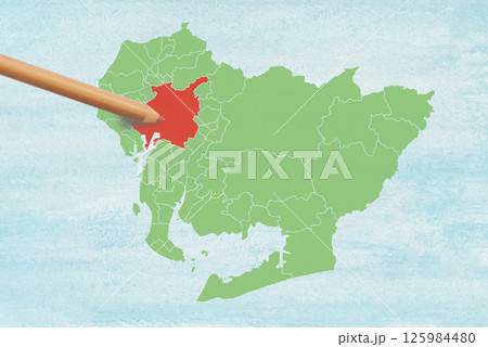 愛知県名古屋市を指す 愛知県名古屋市を指す 125984480