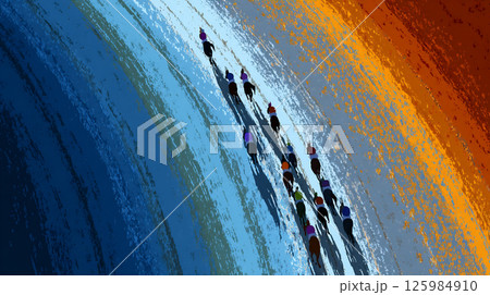 カラフルな競馬レースのアートワーク 125984910