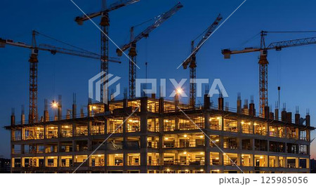 Construction Site at Night, Cityscape 125985056